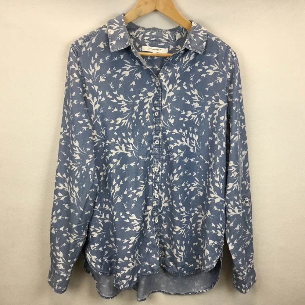 Foxcroft Carmen Long Sleeve Wistful Branches Tencel Button Up Shirt Size 12